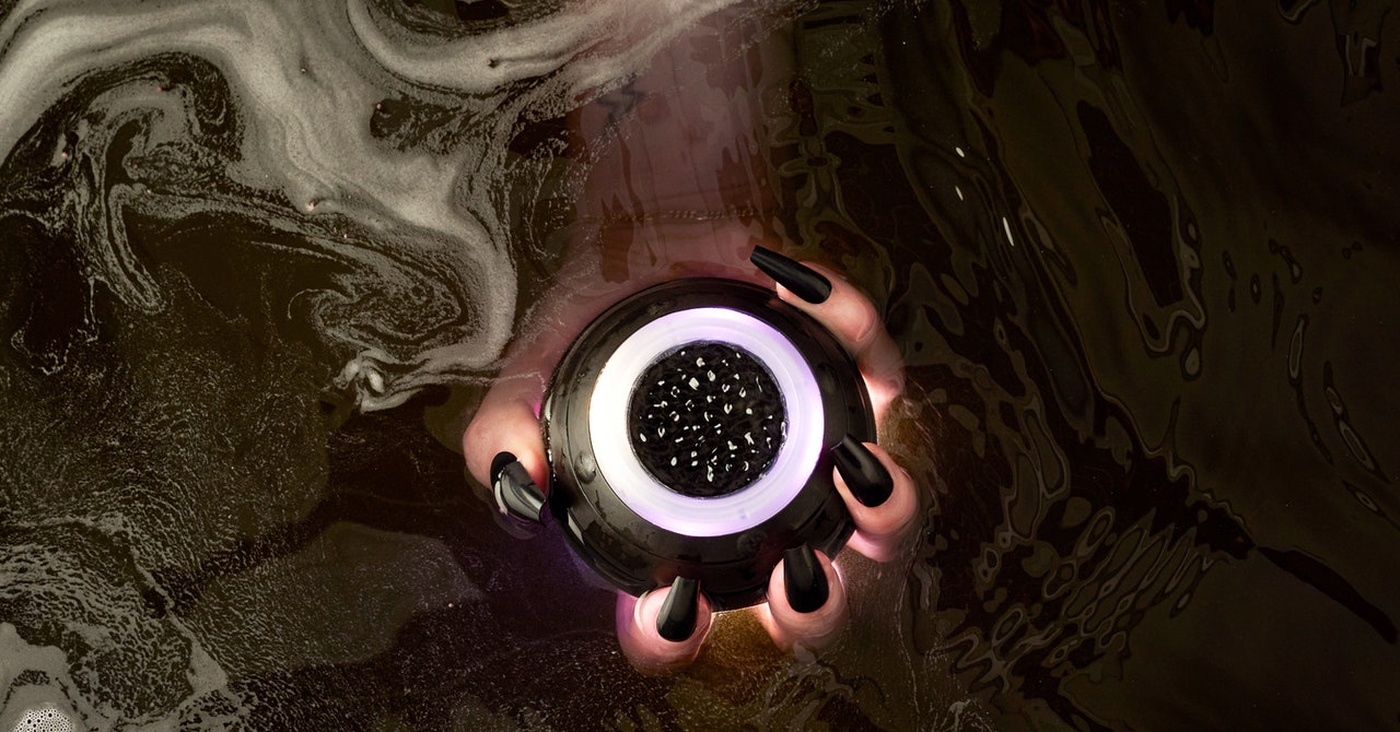 The lush badbot is a vegan, recyclable floating speaker who is out to make a point
