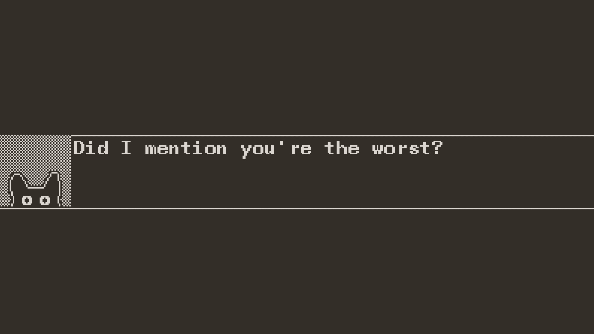 A still out of the Suborbital Salvage of the Playdate game with a dialog with a cat next to it